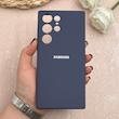 قاب گوشی Galaxy S23 Ultra سامسونگ سیلیکونی اورجینال پاک کنی درجه یک زیربسته سرمه ای کد 109670