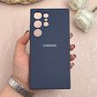 قاب گوشی Galaxy S24 Ultra سامسونگ سیلیکونی اورجینال پاک کنی درجه یک زیربسته سرمه ای کد 109695