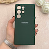 قاب گوشی Galaxy S24 Ultra سامسونگ سیلیکونی اورجینال پاک کنی درجه یک زیربسته سبز تیره کد 109696