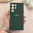 قاب گوشی Galaxy S24 Ultra سامسونگ سیلیکونی اورجینال پاک کنی درجه یک زیربسته سبز تیره کد 109696