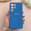 قاب گوشی Galaxy S25 Ultra سامسونگ سیلیکونی اورجینال پاک کنی درجه یک زیربسته آبی کد 109718