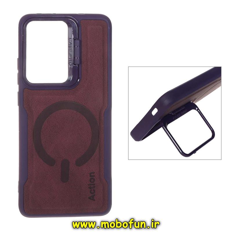 قاب گوشی Poco X7 Pro شیائومی سیلیکونی نیوزون جیر استندشو Action لاکچری زرشکی کد 94920