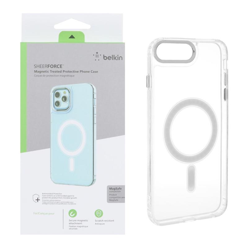 قاب گوشی iPhone 7 Plus / iPhone 8 Plus آیفون اورجینال بلکین belkin طرح طلقی شیشه ای شفاف لنز کرومی مگ سیف دار کد 109770