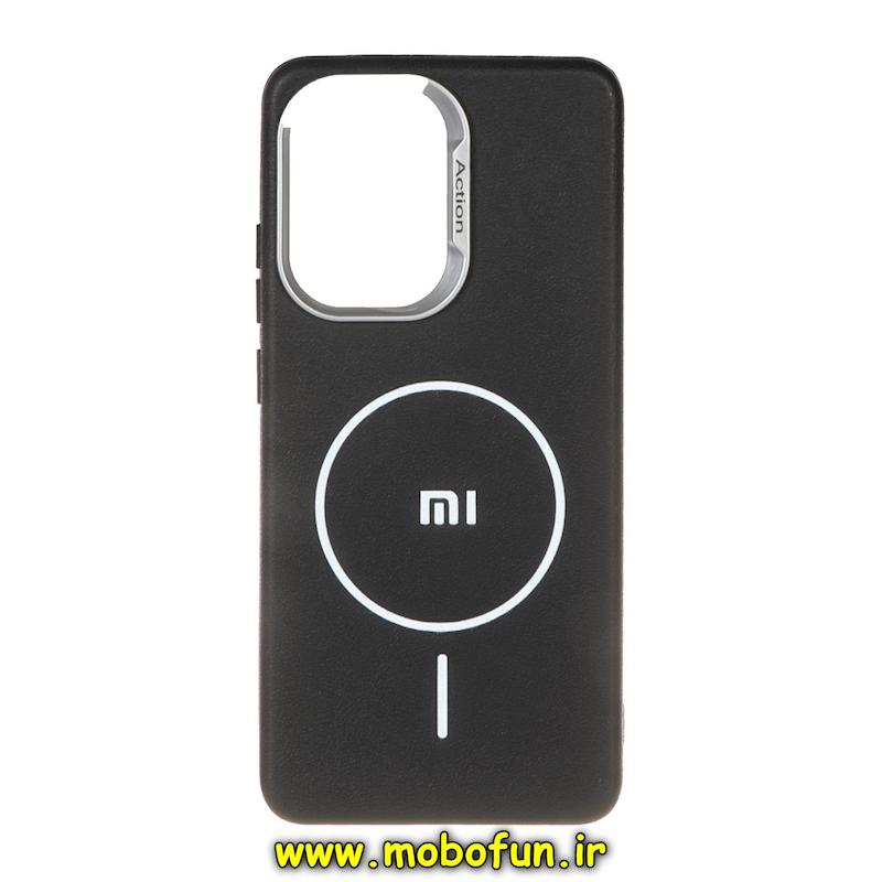قاب گوشی Poco X7 Pro شیائومی لدر دیزاین SOFT Lether Design اکشن ACTION سیلیکونی طرح مگ سیف مشکی کد 94929