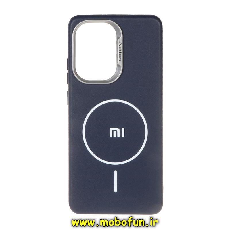 قاب گوشی Poco X7 Pro شیائومی لدر دیزاین SOFT Lether Design اکشن ACTION سیلیکونی طرح مگ سیف سرمه ای کد 94931