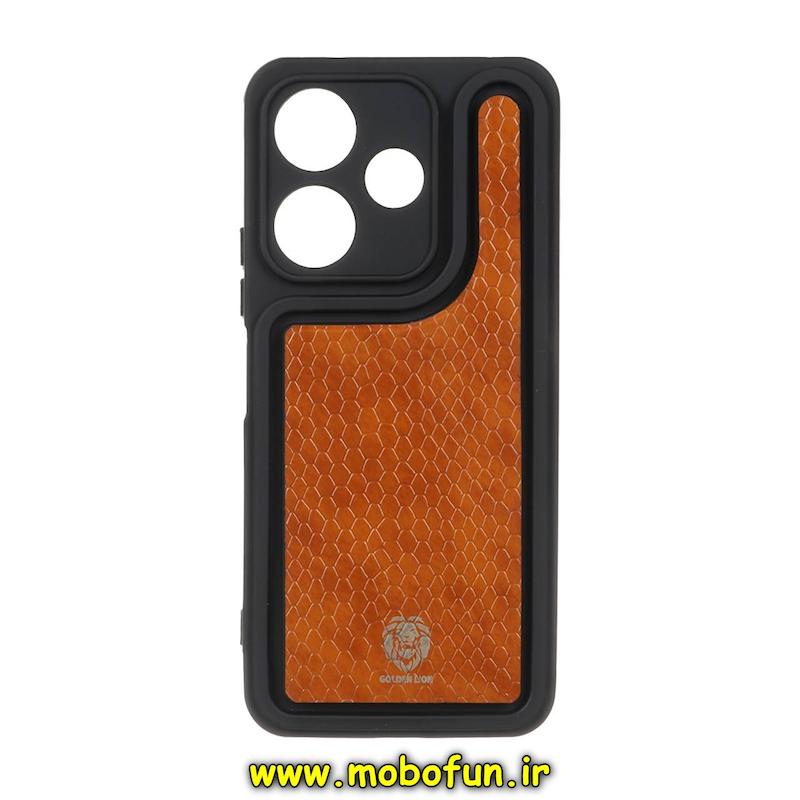 قاب گوشی Redmi 13 4G / Redmi 13 5G / Redmi 13X / Poco M6 4G شیائومی طرح سیلیکونی Solid جدید چرمی پوست ماری محافظ لنزدار قهوه ای روشن کد 94984