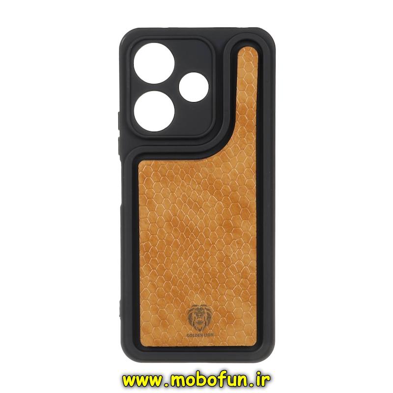 قاب گوشی Redmi 13 4G / Redmi 13 5G / Redmi 13X / Poco M6 4G شیائومی طرح سیلیکونی Solid جدید چرمی پوست ماری محافظ لنزدار عسلی کد 94985