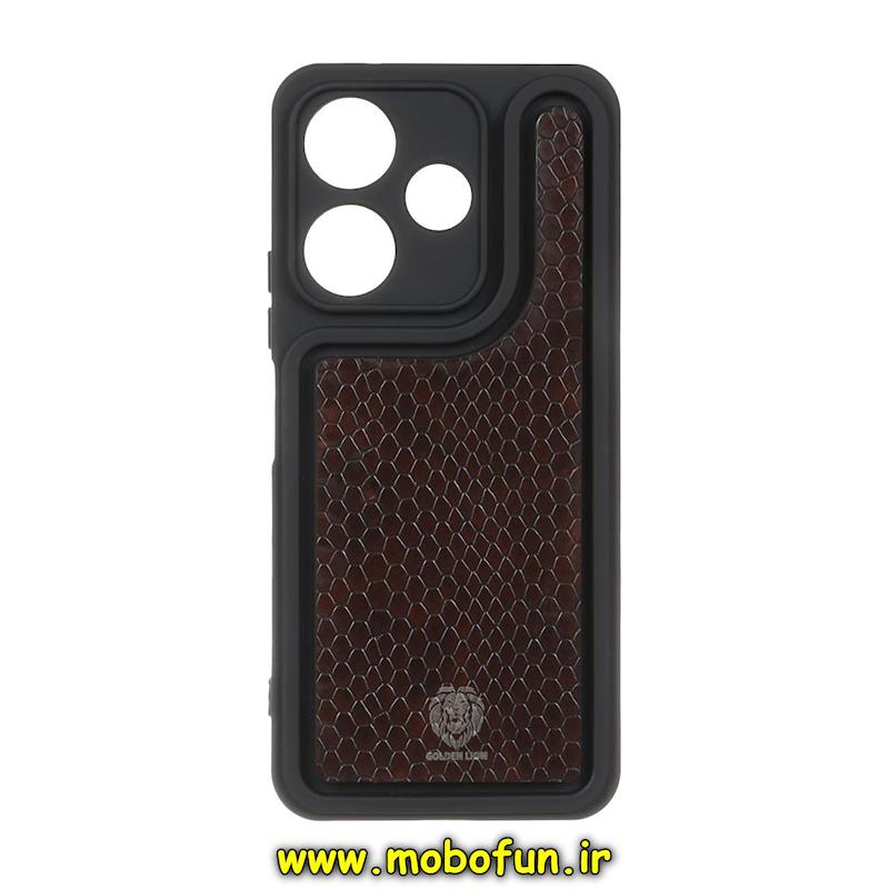 قاب گوشی Redmi 13 4G / Redmi 13 5G / Redmi 13X / Poco M6 4G شیائومی طرح سیلیکونی Solid جدید چرمی پوست ماری محافظ لنزدار قهوه ای تیره کد 94986