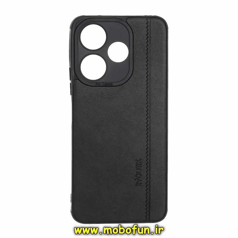 قاب گوشی Redmi 13 4G - Redmi 13 5G - Redmi 13X - Poco M6 4G شیائومی طرح ژله ای چرمی ساده Ryourk مشکی کد 94992