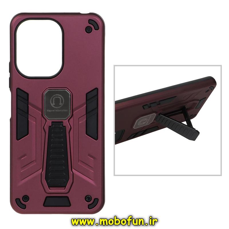 قاب گوشی Redmi 13C / Poco C65 شیائومی طرح ضد ضربه بتمن Magnet Adsorption هولدر دار زرشکی کد 95011