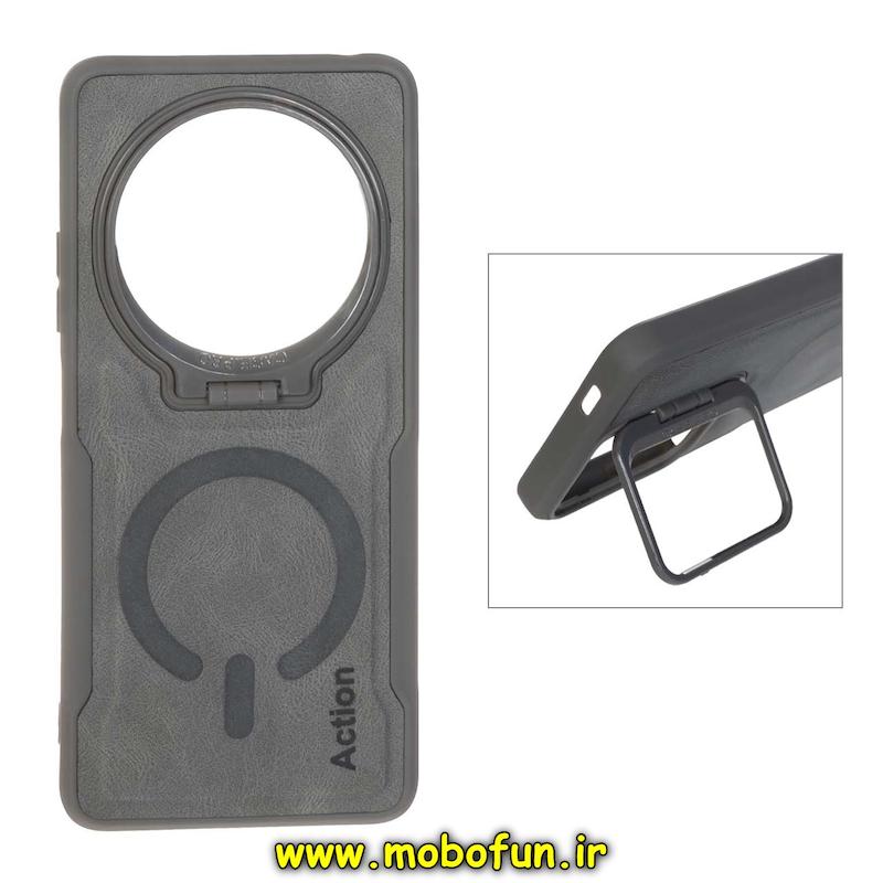 قاب گوشی Redmi 14C / Poco C75 / Redmi A4 شیائومی سیلیکونی نیوزون جیر استندشو Action لاکچری خاکستری کد 95032