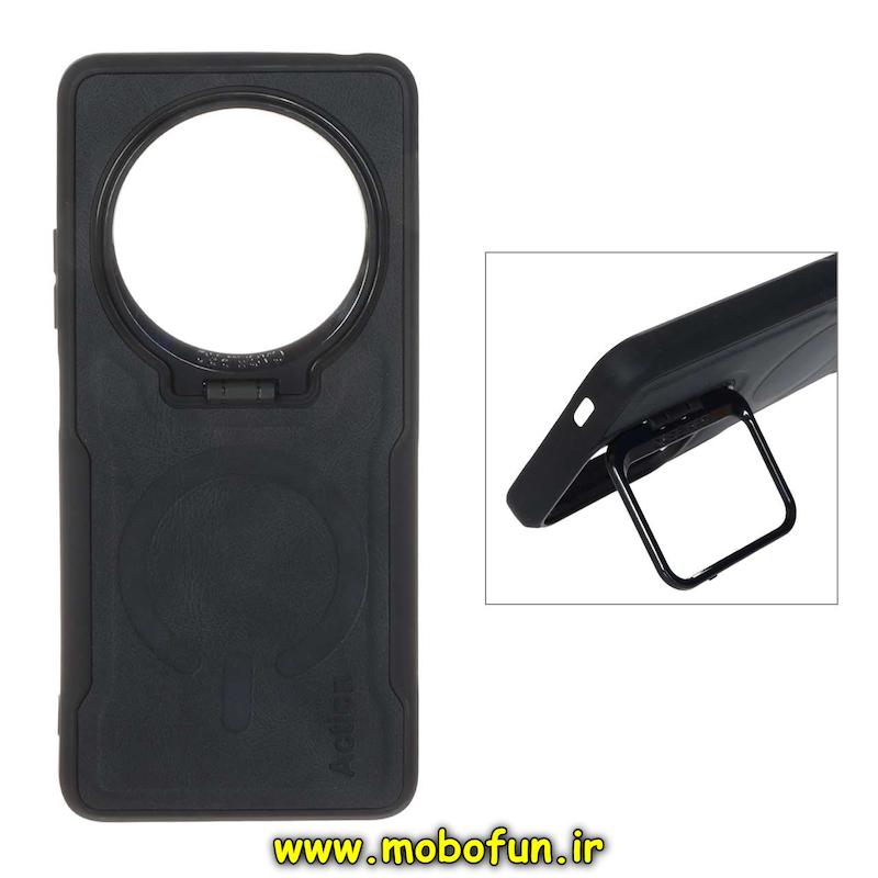 قاب گوشی Redmi 14C / Poco C75 / Redmi A4 شیائومی سیلیکونی نیوزون جیر استندشو Action لاکچری مشکی کد 95035