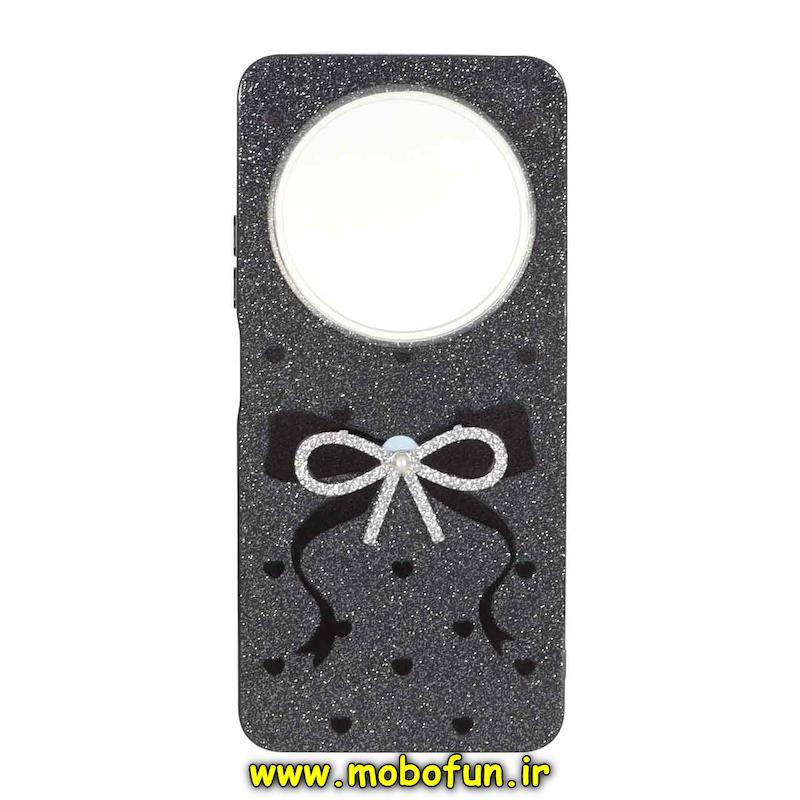 قاب گوشی Redmi 14C / Poco C75 / Redmi A4 شیائومی اکلیلی پاپیون برجسته نگینی مشکی کد 95056