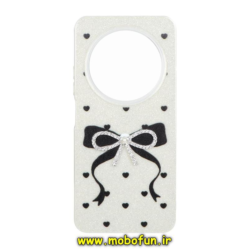 قاب گوشی Redmi 14C / Poco C75 / Redmi A4 شیائومی اکلیلی پاپیون برجسته نگینی کرم کد 95057