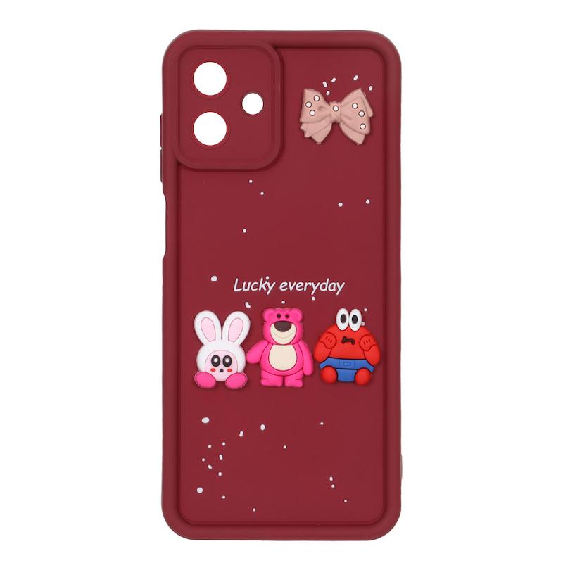 قاب گوشی Galaxy A07 سامسونگ Solid سولید عروسکی سیلیکونی برجسته زرشکی کد 109804