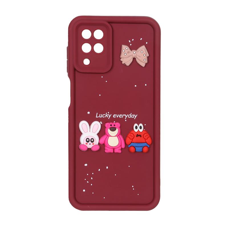 قاب گوشی Galaxy A12 / M12 سامسونگ Solid سولید عروسکی سیلیکونی برجسته زرشکی کد 109808