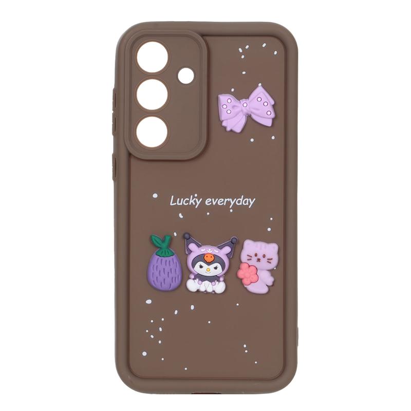 قاب گوشی Galaxy S25 FE سامسونگ Solid سولید عروسکی سیلیکونی برجسته قهوه ای کد 109827