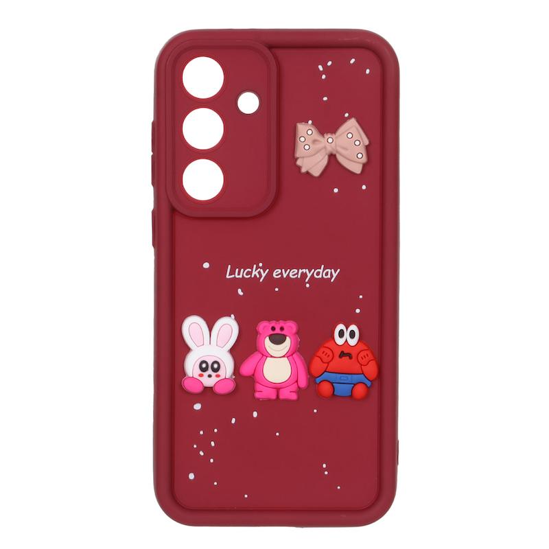 قاب گوشی Galaxy S25 FE سامسونگ Solid سولید عروسکی سیلیکونی برجسته زرشکی کد 109832