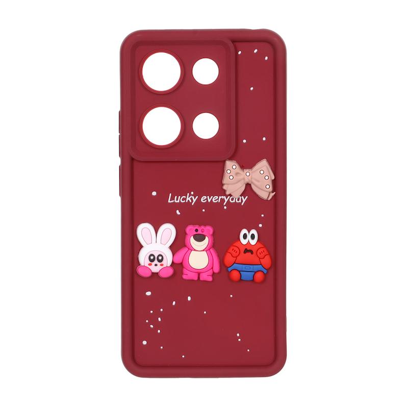 قاب گوشی Redmi Note 13 Pro 4G / Poco M6 Pro 4G شیائومی Solid سولید عروسکی سیلیکونی برجسته زرشکی کد 109852