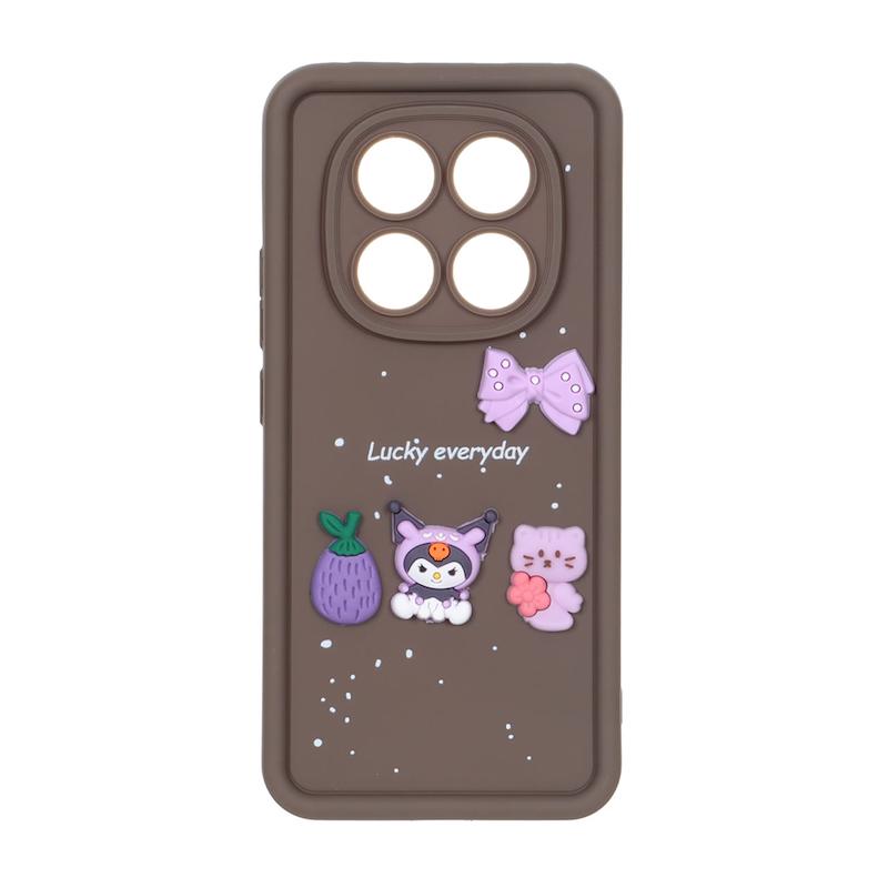 قاب گوشی Redmi Note 14 Pro 5G / Redmi Note 14 Pro Plus / Poco X7 شیائومی Solid سولید عروسکی سیلیکونی برجسته قهوه ای کد 109858