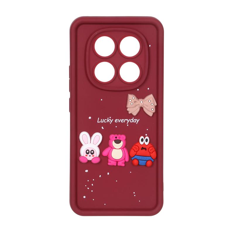 قاب گوشی Redmi Note 14 Pro 5G / Redmi Note 14 Pro Plus / Poco X7 شیائومی Solid سولید عروسکی سیلیکونی برجسته زرشکی کد 109863