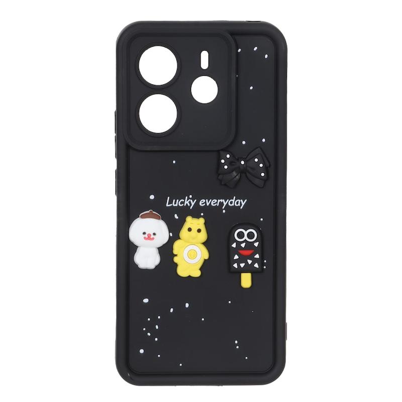 قاب گوشی Redmi Note 14 4G شیائومی Solid سولید عروسکی سیلیکونی برجسته مشکی کد 109875