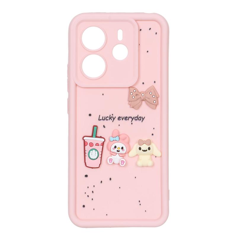 قاب گوشی Redmi Note 14 4G شیائومی Solid سولید عروسکی سیلیکونی برجسته صورتی کد 109877