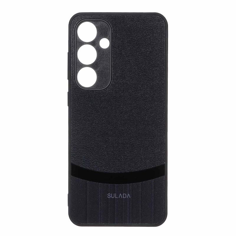 قاب گوشی Galaxy S24 FE سامسونگ سخت اورجینال SULADA دوتکه طرح چرم مشکی کد 109924