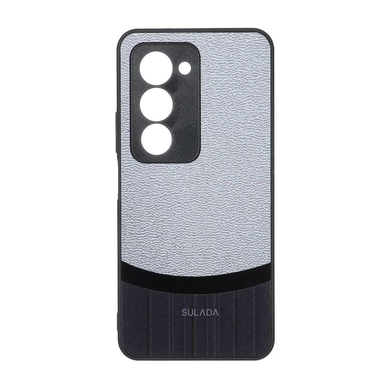 قاب گوشی Redmi 15 4G شیائومی سخت اورجینال SULADA دوتکه طرح چرم طوسی کد 109935