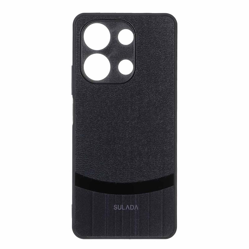 قاب گوشی Redmi Note 13 4G شیائومی سخت اورجینال SULADA دوتکه طرح چرم مشکی کد 109960