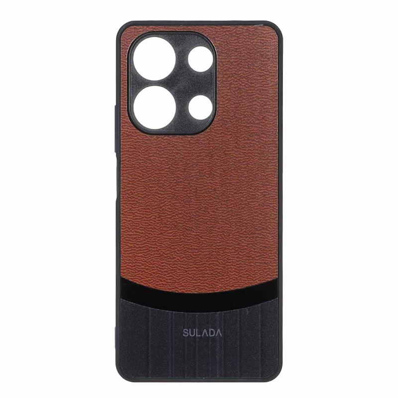 قاب گوشی Redmi Note 13 4G شیائومی سخت اورجینال SULADA دوتکه طرح چرم قهوه ای کد 109961