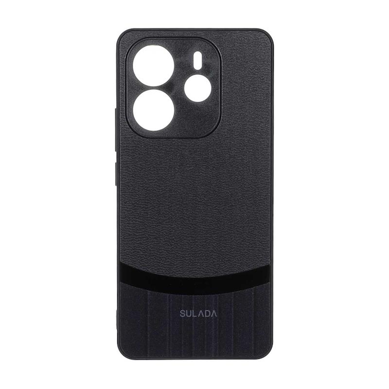 قاب گوشی Redmi Note 14 4G شیائومی سخت اورجینال SULADA دوتکه طرح چرم مشکی کد 109963
