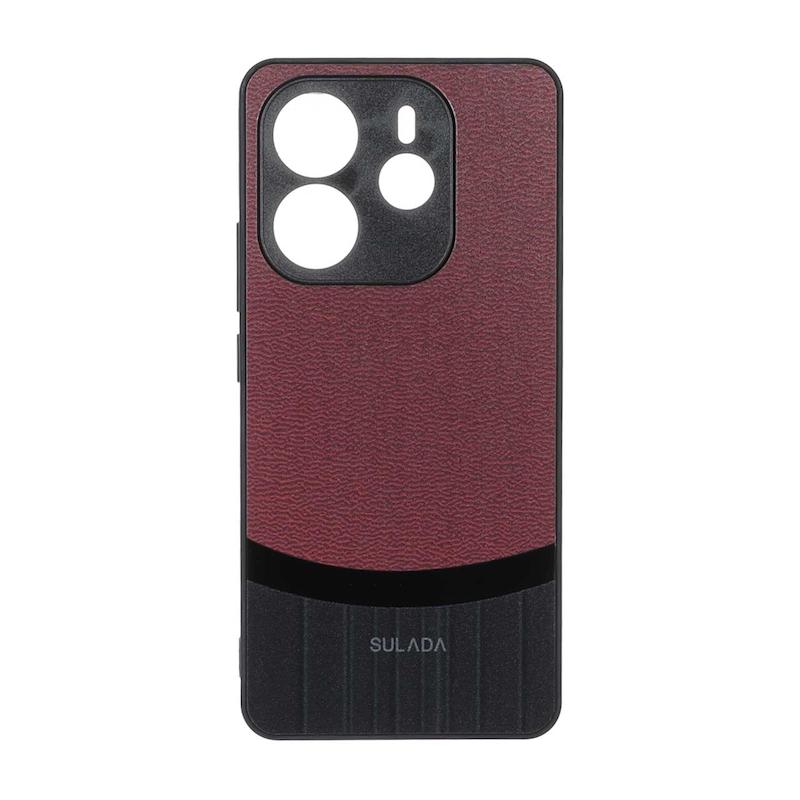 قاب گوشی Redmi Note 14 4G شیائومی سخت اورجینال SULADA دوتکه طرح چرم زرشکی کد 109966