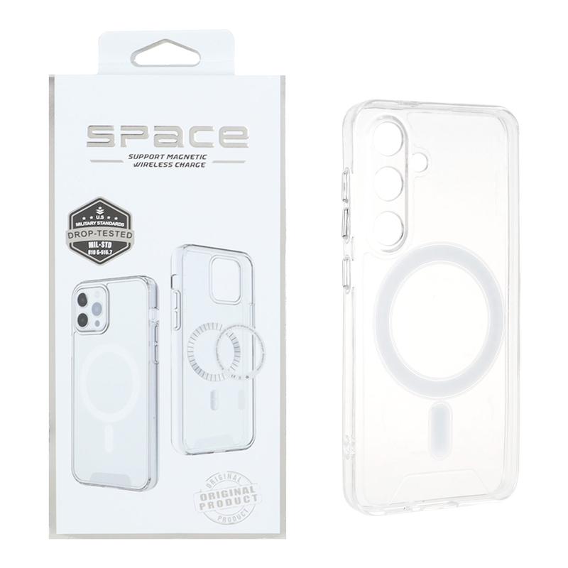 قاب گوشی Galaxy S24 سامسونگ اورجینال اسپیس مگ سیف Space Magsafe طرح طلقی شیشه ای شفاف کد 109891