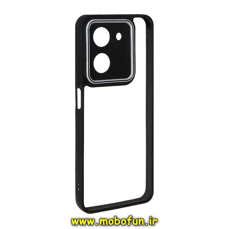 قاب گوشی Redmi A5 / Poco C71 شیائومی پشت طلق شفاف دور سیلیکونی دور رنگی محافظ لنز برجسته مشکی کد 95137