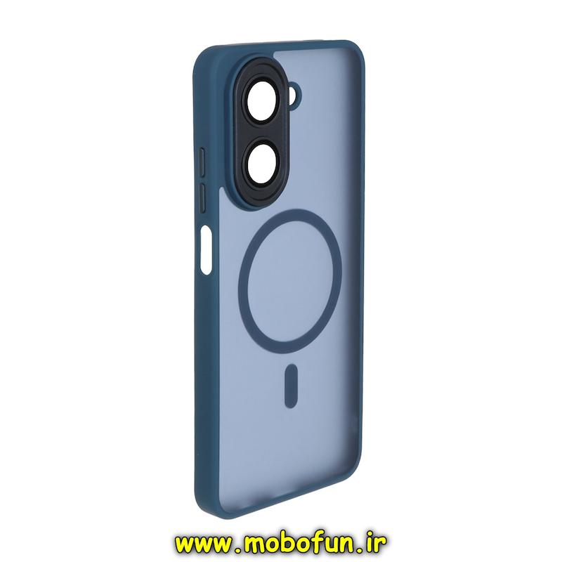 قاب گوشی Redmi A5 / Poco C71 شیائومی مات Hard Case طرح مگ سیف دور هاشور سیلیکونی سرمه ای کد 95148
