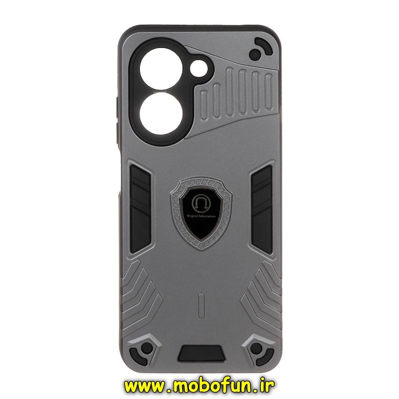 قاب گوشی Redmi A5 / Poco C71 شیائومی طرح ضد ضربه بتمن Magnet Adsorption هولدر دار محافظ لنز دار خاکستری کد 95172