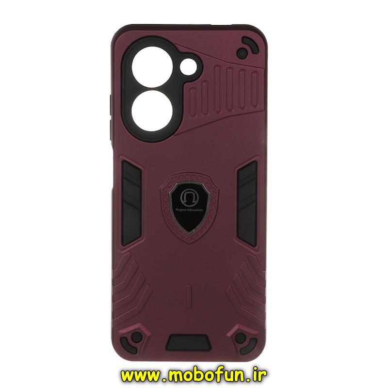 قاب گوشی Redmi A5 / Poco C71 شیائومی طرح ضد ضربه بتمن Magnet Adsorption هولدر دار محافظ لنز دار زرشکی کد 95173