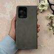 کیف گوشی Honor X7A آنر مگنتی اورجینال Crystal چرم کتابی جاکارتی دار محافظ لنزدار خاکستری دارای بند کد 110357