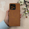 کیف گوشی Realme C51 / Realme C53 / Realme Note 50 ریلمی مگنتی اورجینال Crystal چرم کتابی جاکارتی دار محافظ لنزدار عسلی دارای بند کد 110386