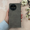 کیف گوشی Realme 11 5G ریلمی مگنتی اورجینال Crystal چرم کتابی جاکارتی دار محافظ لنزدار خاکستری دارای بند کد 110390