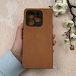 کیف گوشی Realme C61 ریلمی مگنتی اورجینال Crystal چرم کتابی جاکارتی دار محافظ لنزدار عسلی دارای بند کد 110396
