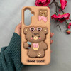قاب گوشی Galaxy A56 سامسونگ سیلیکونی پاک کنی طرح خرس GOOD LUCK پاپ سوکت برجسته کد 109993