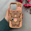 قاب گوشی iPhone 16 Pro آیفون سیلیکونی پاک کنی طرح خرس GOOD LUCK پاپ سوکت برجسته کد 109997