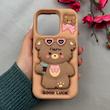 قاب گوشی iPhone 16 Pro آیفون سیلیکونی پاک کنی طرح خرس GOOD LUCK پاپ سوکت برجسته کد 109997