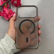 قاب گوشی iPhone 17 Pro آیفون فول طلقی مگ سیف دار شفاف AVA طلقی شیشه ای زیرباز مشکی کد 110301
