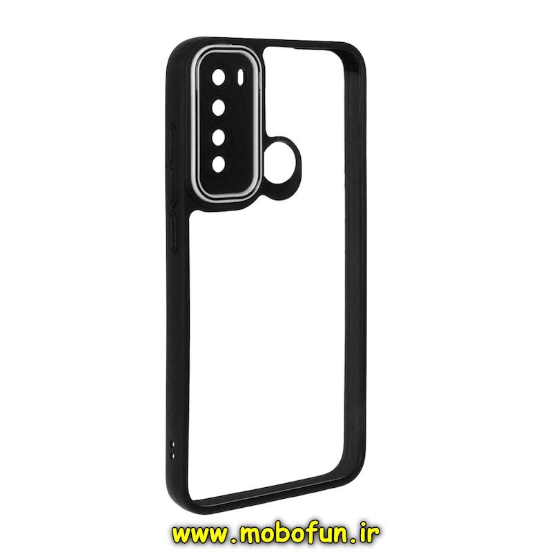 قاب گوشی Redmi Note 8 / Redmi Note 8 2021 شیائومی پشت طلق شفاف دور سیلیکونی دور رنگی محافظ لنز برجسته مشکی کد 95292