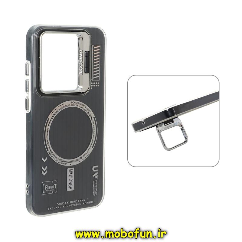 قاب گوشی Redmi Note 8 / Redmi Note 8 2021 شیائومی دولایه سیلیکونی استندشو طرح مگ سیف کرکره ای کلاسیک مشکی کد 95303