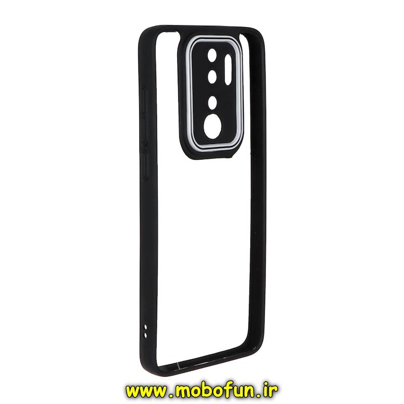 قاب گوشی Redmi Note 8 Pro شیائومی پشت طلق شفاف دور سیلیکونی دور رنگی محافظ لنز برجسته مشکی کد 95307