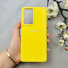 قاب گوشی Galaxy S21 Ultra سامسونگ سیلیکونی اورجینال پاک کنی درجه یک زیربسته زرد کد 110838